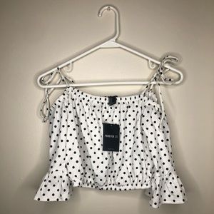 Polkadot black and white crop top